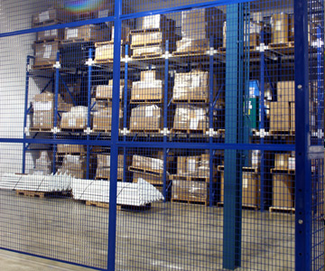 Drive-in Pallet Rack Storage located inside Wire Cage