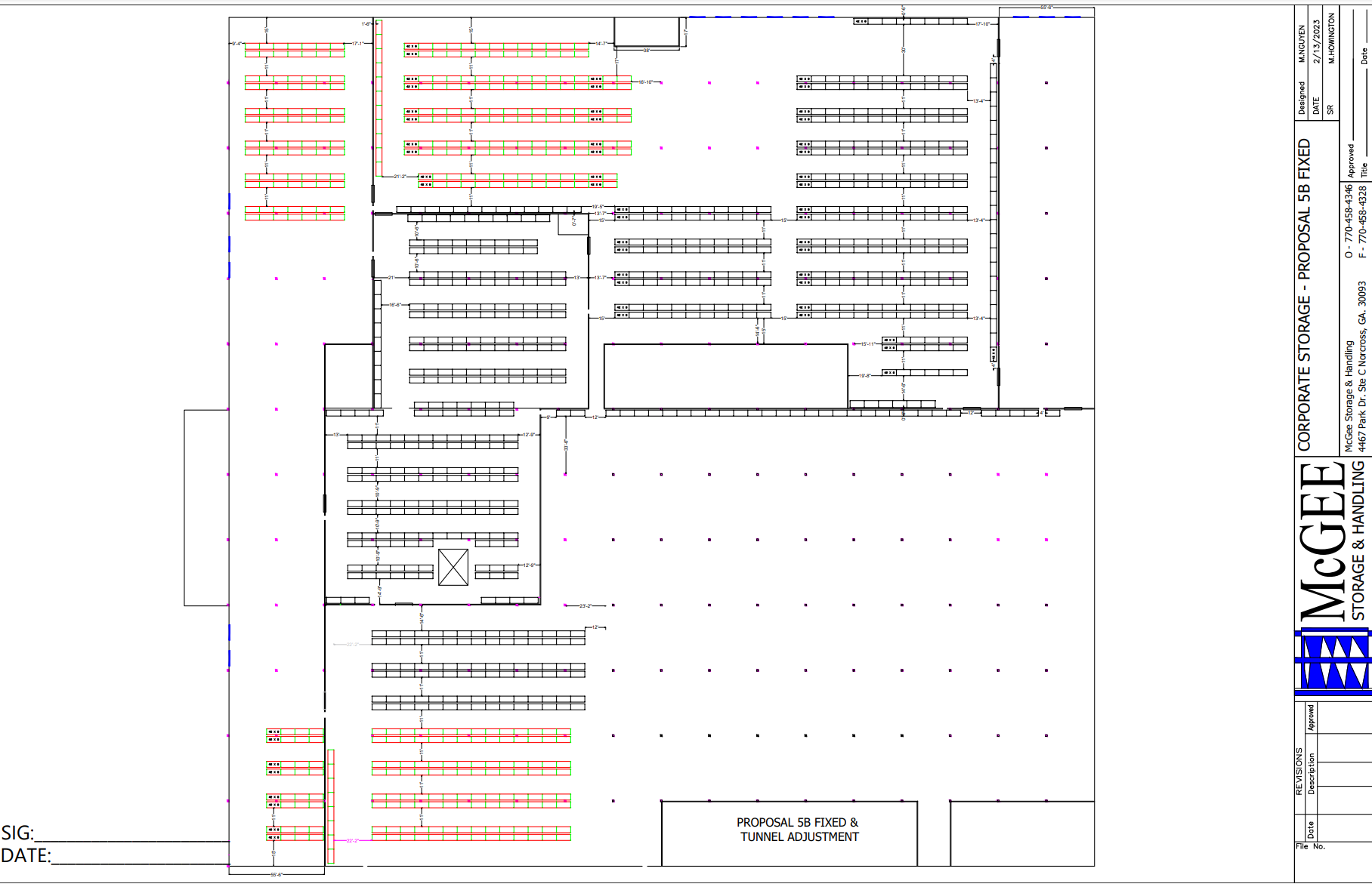 CAD Drawing representative of a portion of the Corporate Storage expansion.
