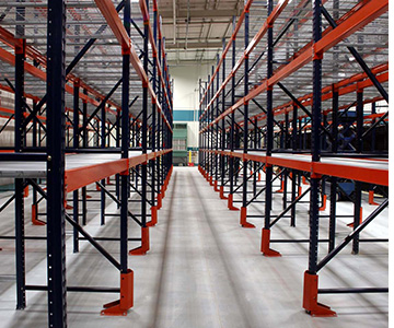 Narrow Aisle Pallet Racking with Wrap around column guards maximizes capacity in a smaller footprint
